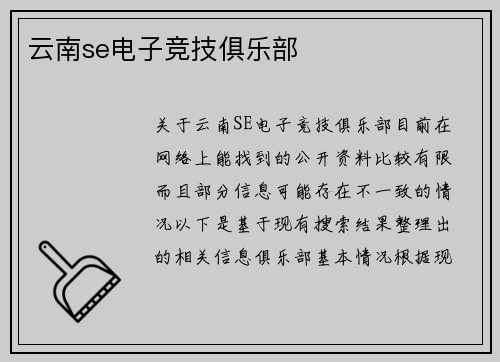 云南se电子竞技俱乐部